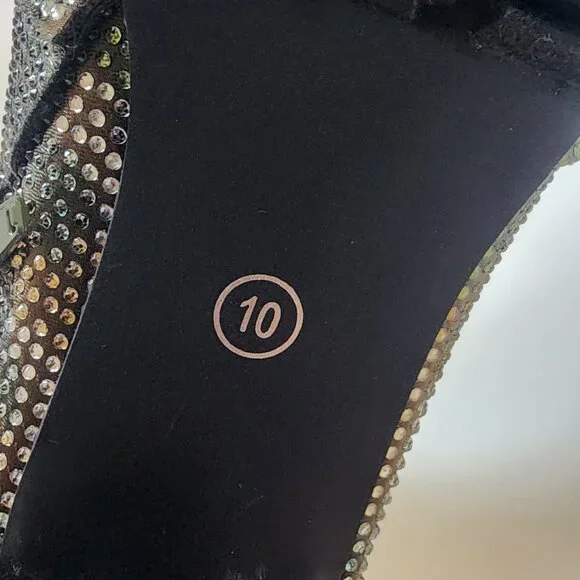 GLAM CAMO Crystal Studded Lug Sole Combat Stiletto Heel Boots - Size 10 LIKE NEW - Picture 9 of 10